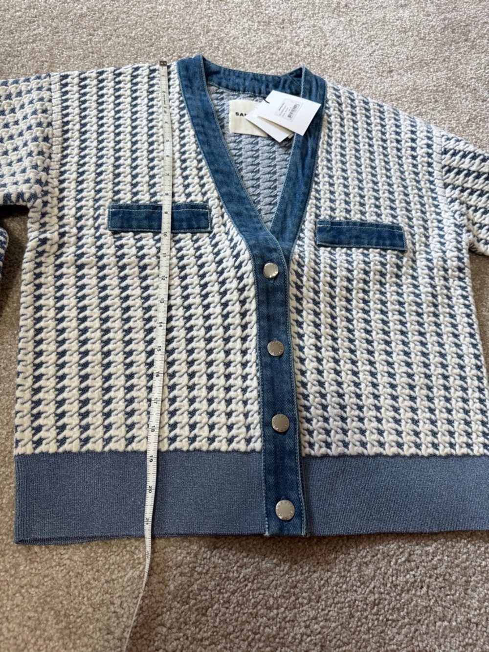 Sandro Tweed and Denim Cropped Cardigan size 1 - Picture 11 of 11